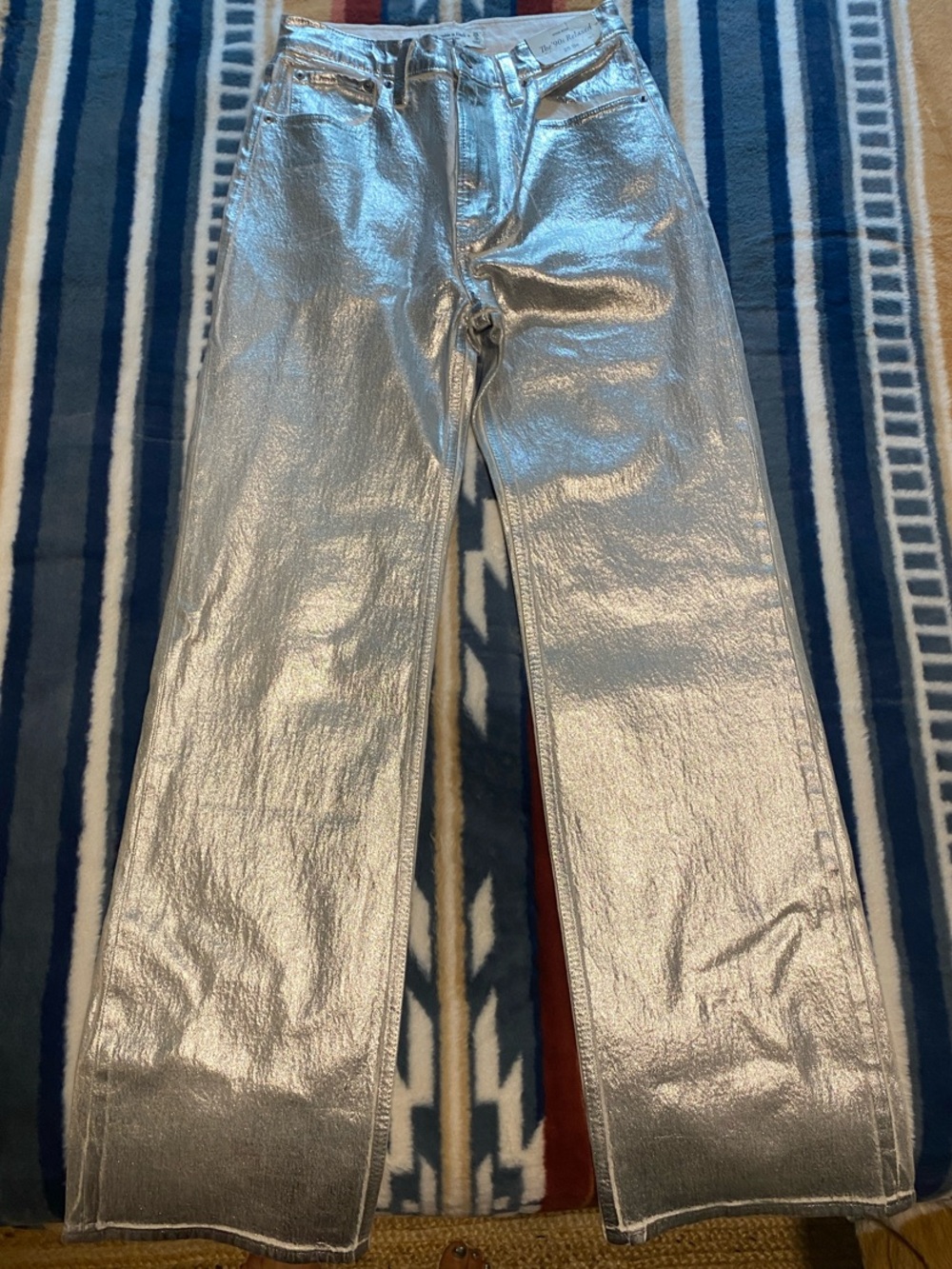 Abercrombie & Fitch Metallic Silver Boyfriend Jeans